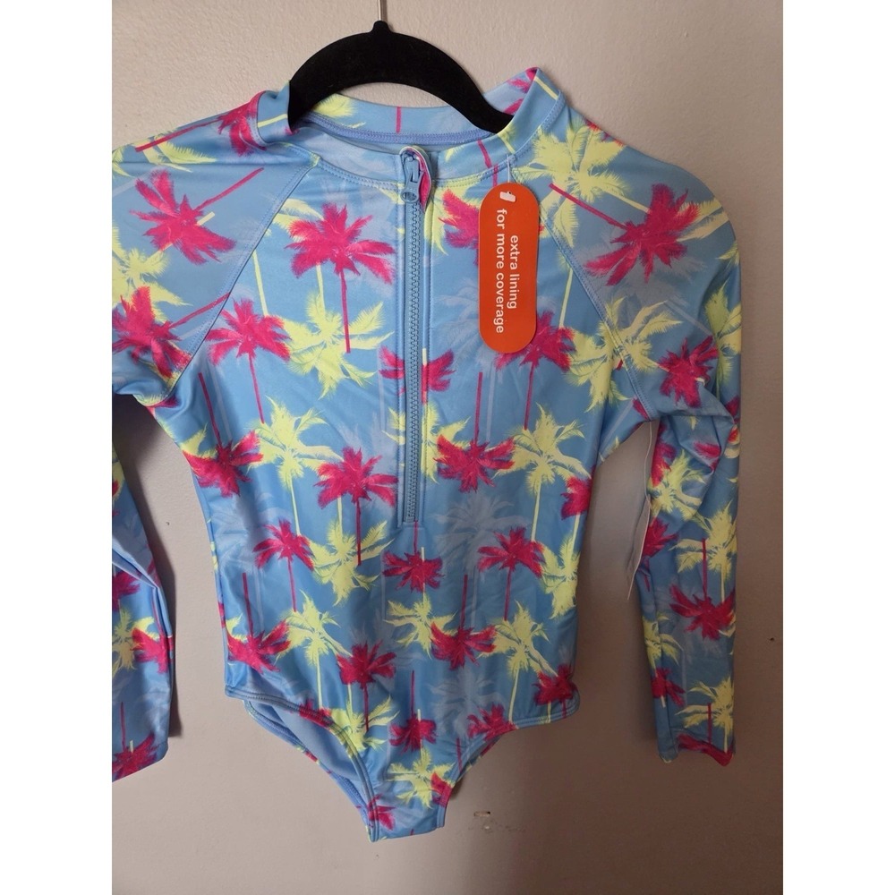 New Girls Size L 10-12  Long Sleeve Swimsuit By Wonder Nation